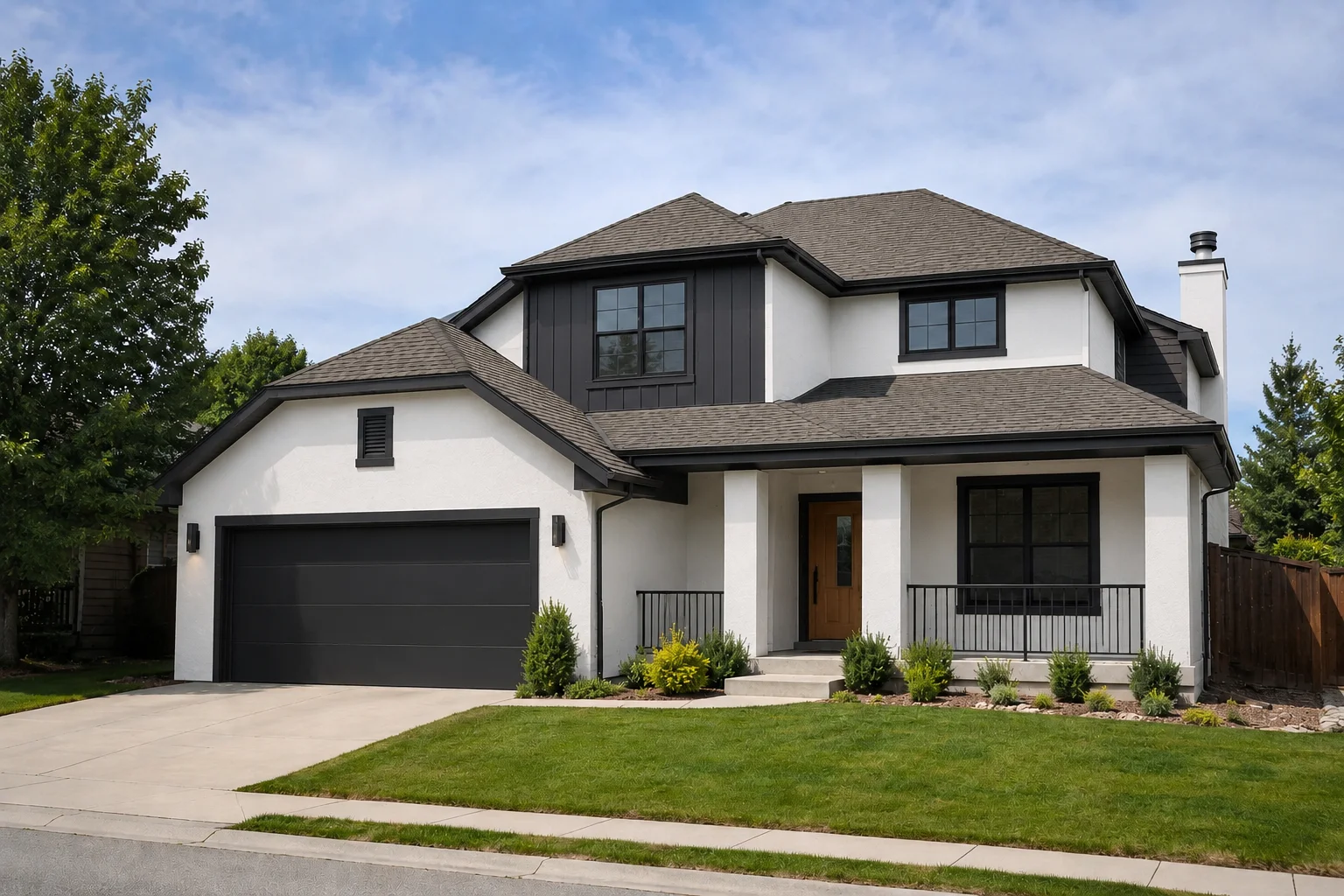 Modern house facade redesigned with AI exterior design